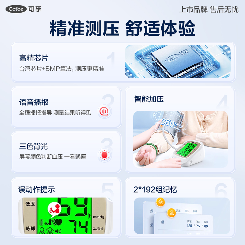 电子血压计医用高精准老人家用手臂式血压测量仪全自动量高血压表