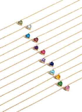 驰航跨境不锈钢镶钻吊坠12月份项链 百搭不掉色钛钢锁骨链水钻