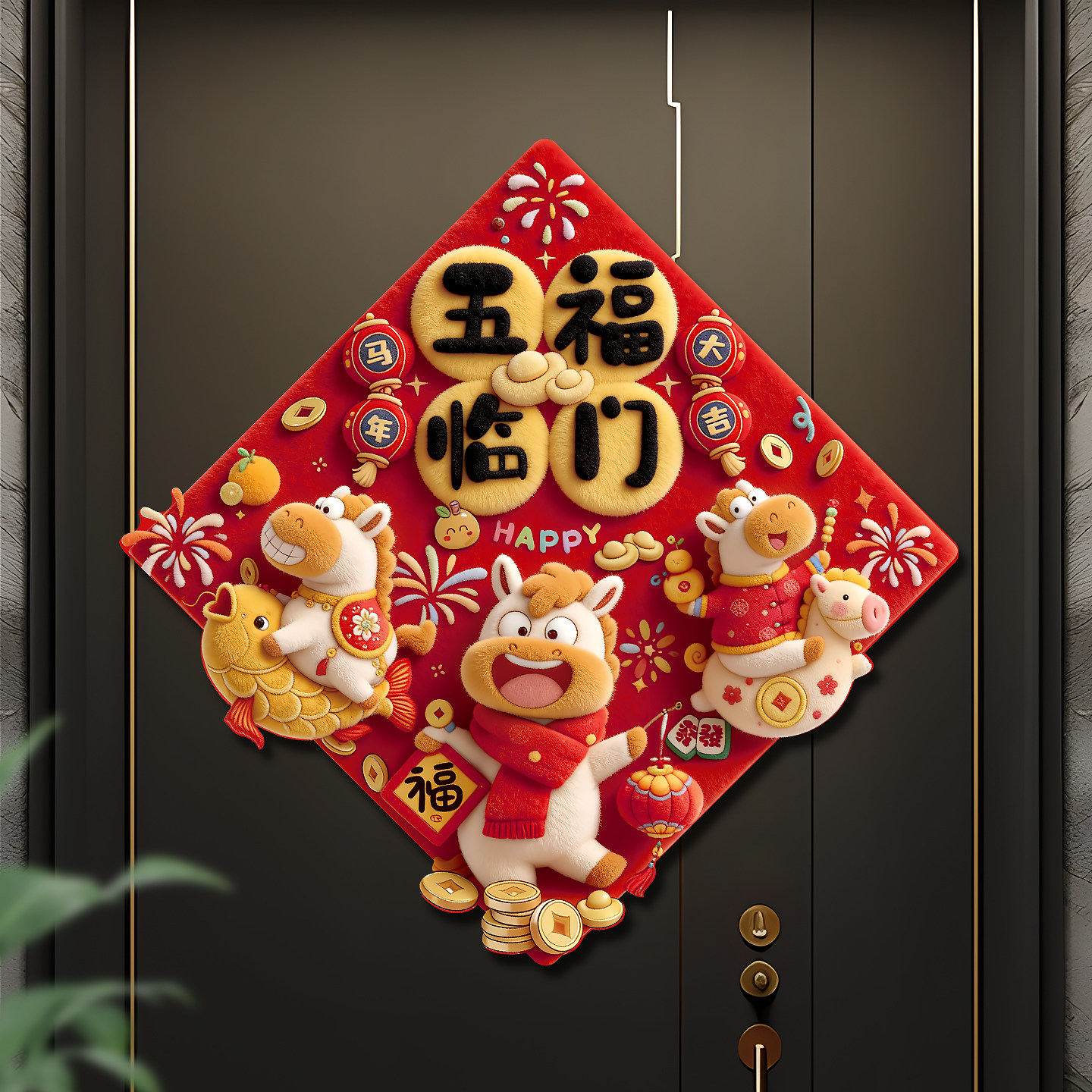 磁吸福字门贴2026年马年新款春节过年入户大门新年装饰品创意布置,淘宝优惠券,粉丝福利购,淘宝优惠卷