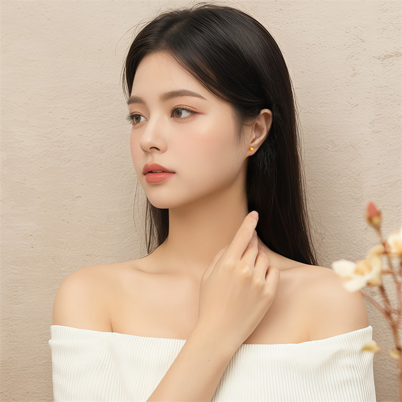 【剩1件】诗普琳 计价足金黄金耳钉 女款磨砂时尚耳饰 送女友礼物,淘宝优惠券,粉丝福利购,淘宝优惠卷