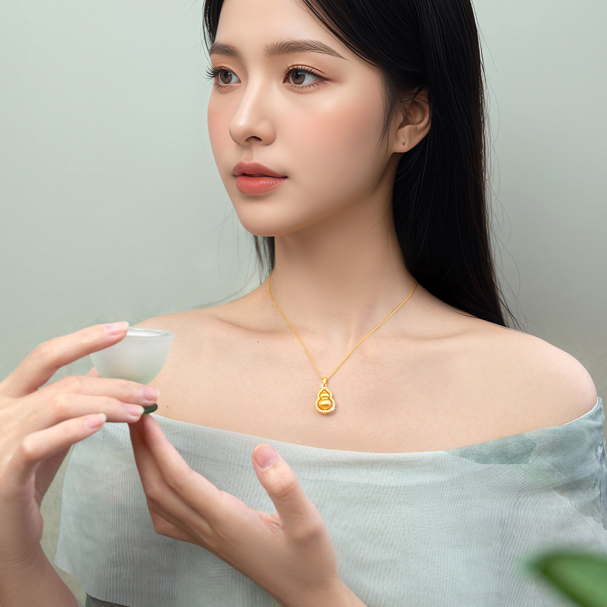 【剩1件】诗普琳 黄金足金古法拉丝福禄葫芦吊坠项链套链送女友,淘宝优惠券,粉丝福利购,淘宝优惠卷