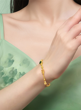 【新品】诗普琳 足金999珐琅葫芦纳福手链 古法黄金手饰送礼女