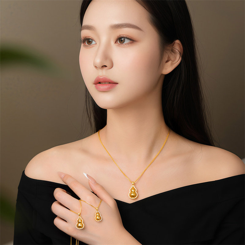 【黄金镶钻】诗普琳芳华 足金古法葫芦 女足金套链吊坠项链LN0013,淘宝优惠券,粉丝福利购,淘宝优惠卷