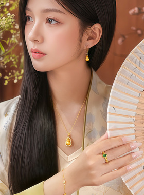 【天猫专款】诗普琳 足金黄金 5G爆闪福禄葫芦 手链手串女 约2g