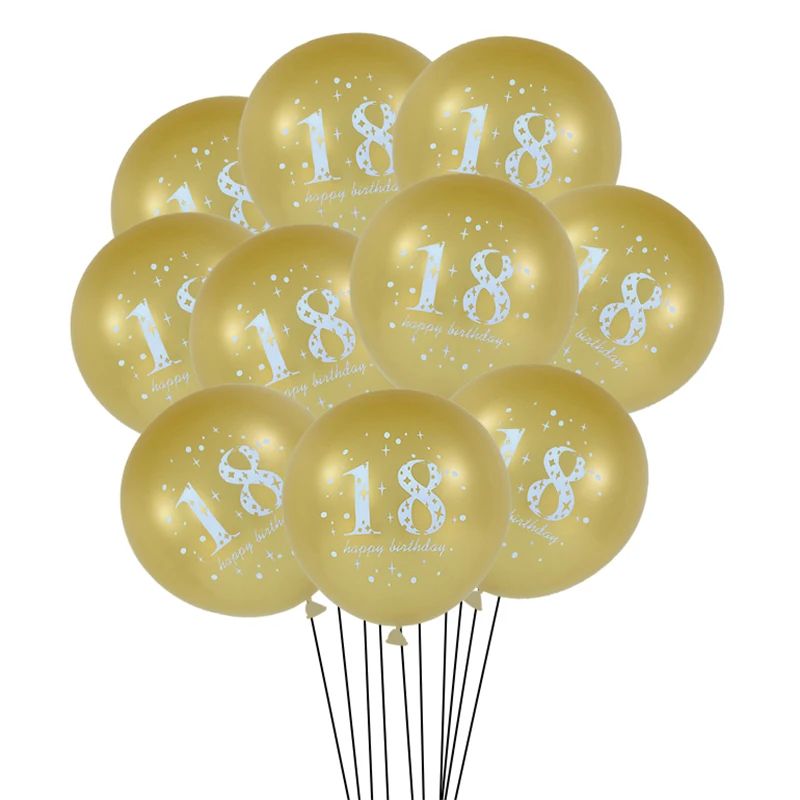 10Pcs Black/Green/Gold Latex Balloons 18th Birthday Celebrat - 图1