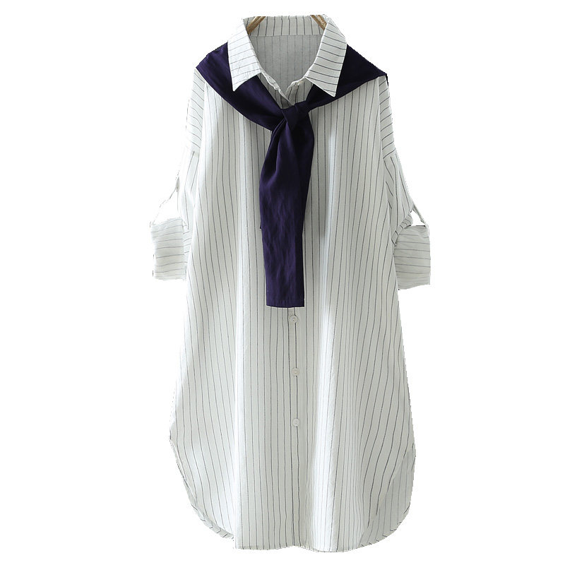 秋系原创文艺范宽松条纹长袖衬衫 秋系衬衫