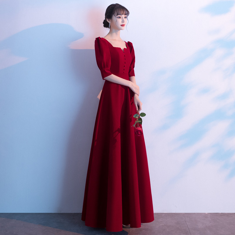 明星新娘2020新款红色丝绒女晚礼服 碧诺美礼服/晚装