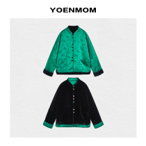 YOENMOM-dark incense like a real silk velvet new Chinese flip-flopped cotton jacket female autumn winter cotton coat