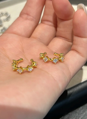 超闪莫桑钻10分耳骨夹925纯银女