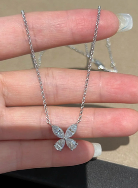 莫桑钻异形钻蝴蝶项链s925纯银女