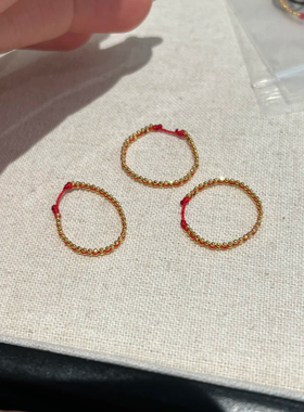 S925纯银红绳编织女士戒指