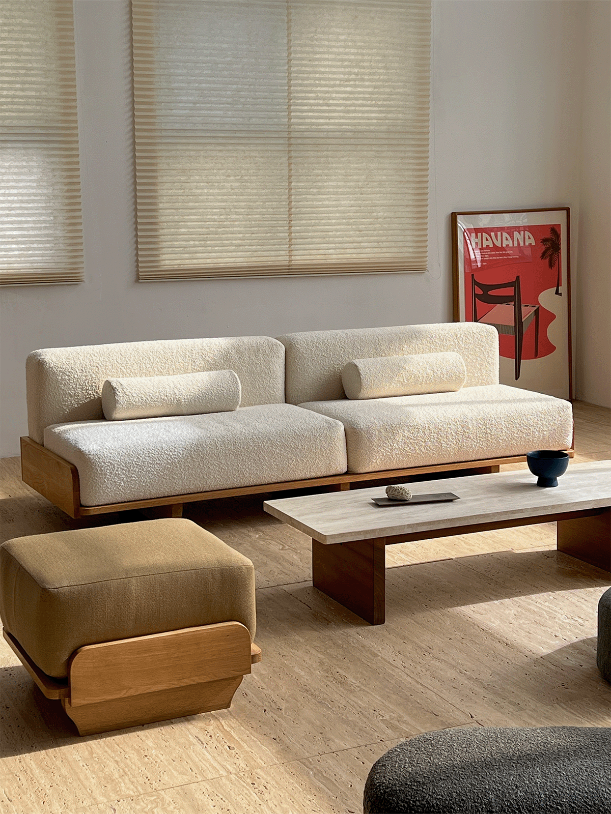 HITCHCOCK Sledge/雪橇沙发 橡木原木布艺多人位沙发客厅简约 - 图0