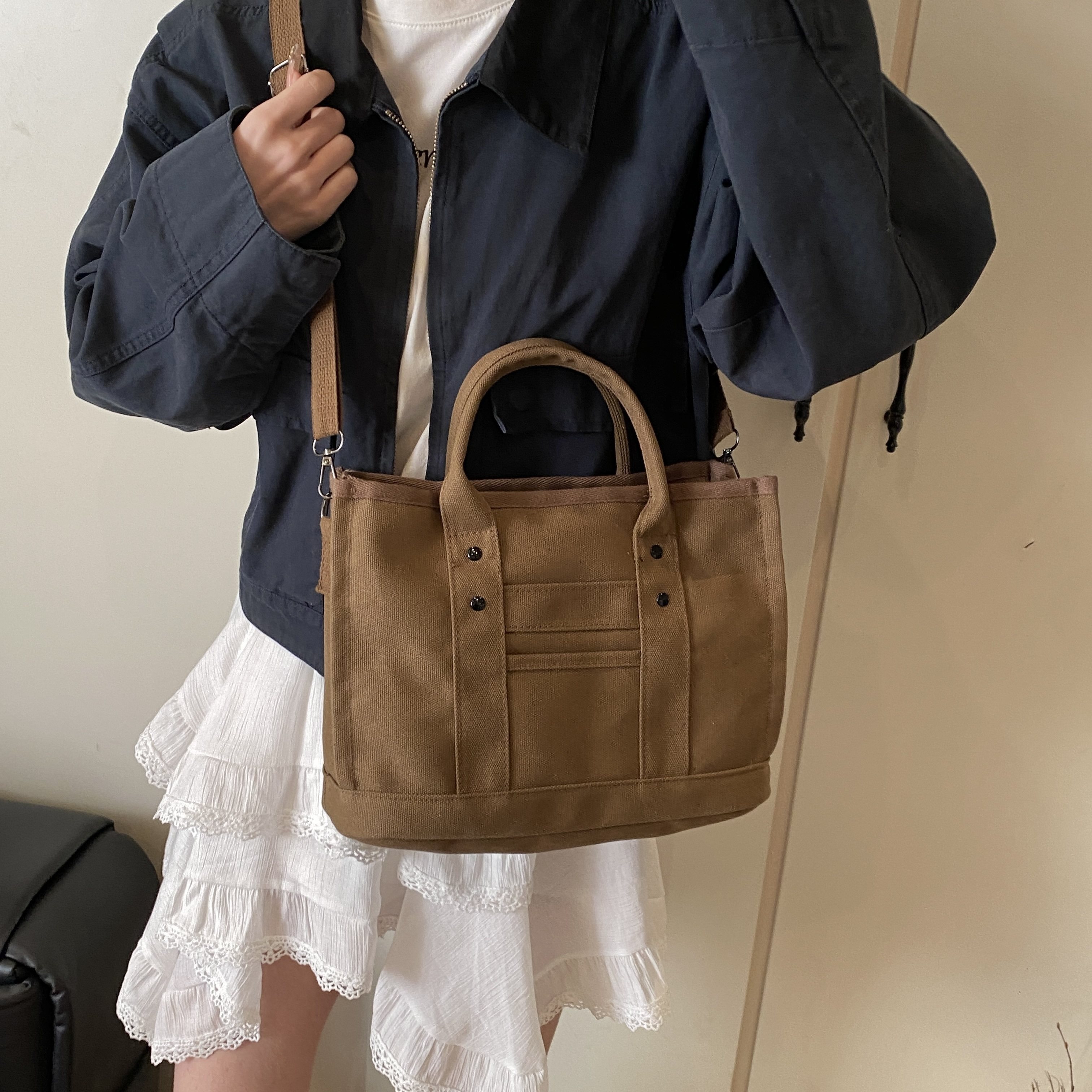 小众帆布托特包包女2025新款潮ins单肩斜挎包时尚简约百搭手提包,淘宝优惠券,粉丝福利购,淘宝优惠卷