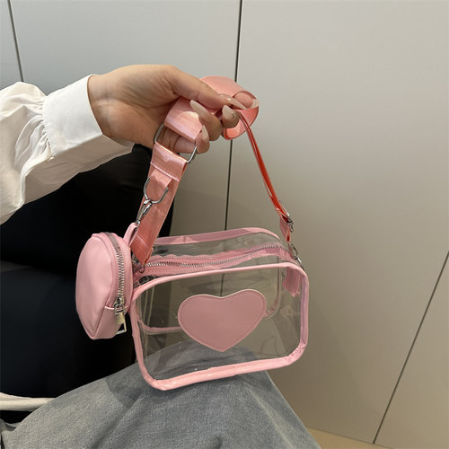 透明果冻包女2026新款夏天少女出游百搭单肩包PVC痛包防水斜挎包 - 图2