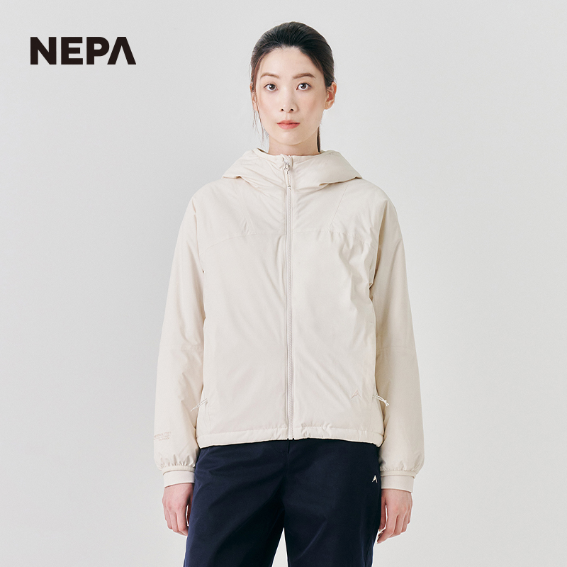 NEPA耐葩2023秋冬新品户外女士防风外套保暖连帽棉袄棉服7J60963