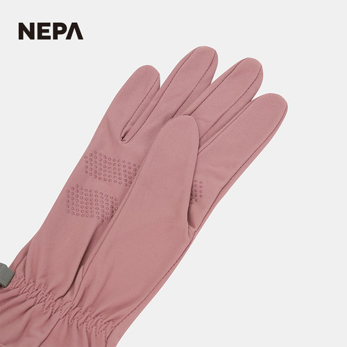 NEPA耐葩24秋冬男女款运动弹力拉绒面料保暖长指手套7KE8101 - 图1