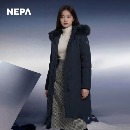 NEPA耐葩户外秋冬百搭户外女士长款GTX防风透湿连帽羽绒服CJ82075 - 图0