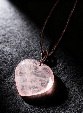 天然石英粉色治愈能量百搭心形