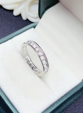 S925银满镶方2.5*2.5mm戒指空托时尚个性