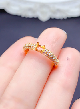 S925银戒指空托女戒托镶嵌椭圆形3*4mm钻石戒指托女戒托