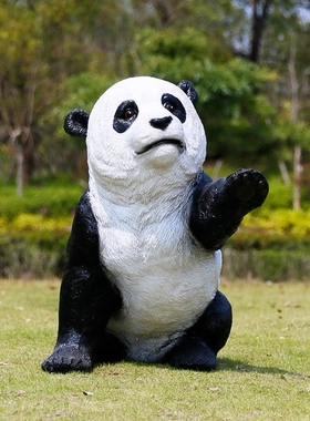 玻璃钢仿真熊猫雕塑摆件