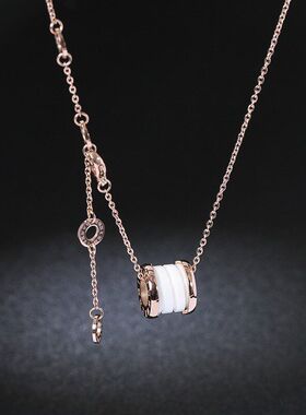 黑陶瓷小蛮腰钛钢短款女锁骨链