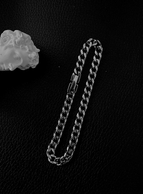 嘻哈古巴手链男女潮韩版潮流个性简约小众设计冷淡风钛钢手饰