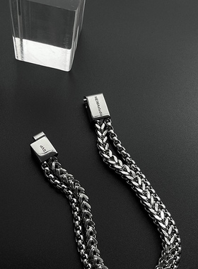 自制极简冷淡风手链男潮小众设约钛钢男生嘻哈简约手饰不掉色