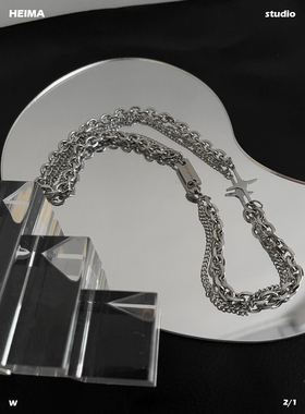 十字架轻奢小众拼接项链男潮嘻哈锁骨链简约百搭配卫衣服毛衣链子