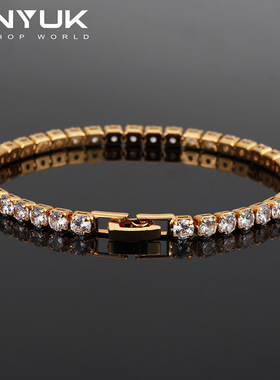 新款潮牌精品女款韩版简约个性时尚手链 铜微镶锆石手链 潮流饰品