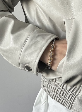 原创藏金手链男潮牌简约个性钛钢手饰男生嘻哈小众设计男士高级感