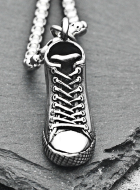 轻奢个性帆布鞋钛钢吊坠男日韩嘻哈百搭鞋子项链挂件配饰品挂坠