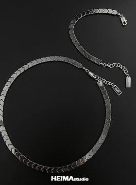 黑胆石手链男潮流小众设计钛钢男生嘻哈简约手饰不掉色冷淡风