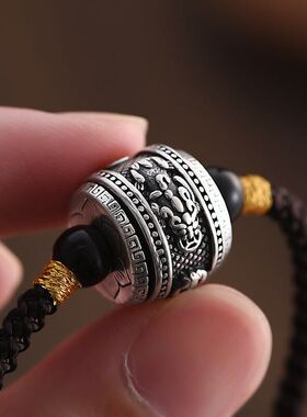 复古925镀银貔貅吊坠男女士款做旧民族风男女转运珠项链坠子跨境