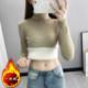 High -neck plus sweater women thickened all -round loose looseness outside wearing autumn and winter 2023 new heating knitted knitted bottom shirt