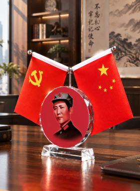 毛主席加厚水晶画像桌面摆件