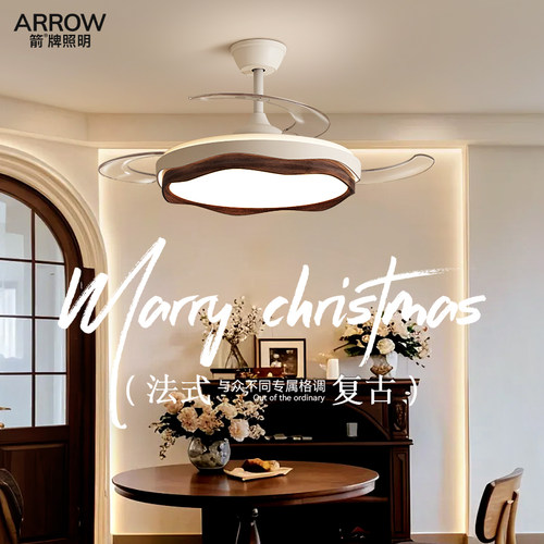 ARROW/箭照明隐形风扇灯中古风吊扇灯2026新款客厅卧室餐厅电扇灯 - 图3