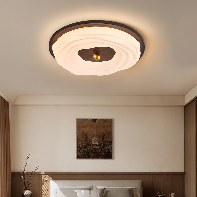 箭牌中古奶油风卧室吸顶灯2026新款胡桃木色复古风圆形主卧护眼灯,淘宝优惠券,粉丝福利购,淘宝优惠卷