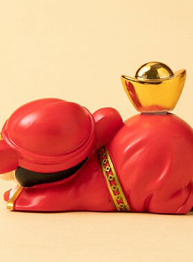 创意可爱财神爷摆件办公室工位桌面招财树脂工艺品装饰品生日礼物