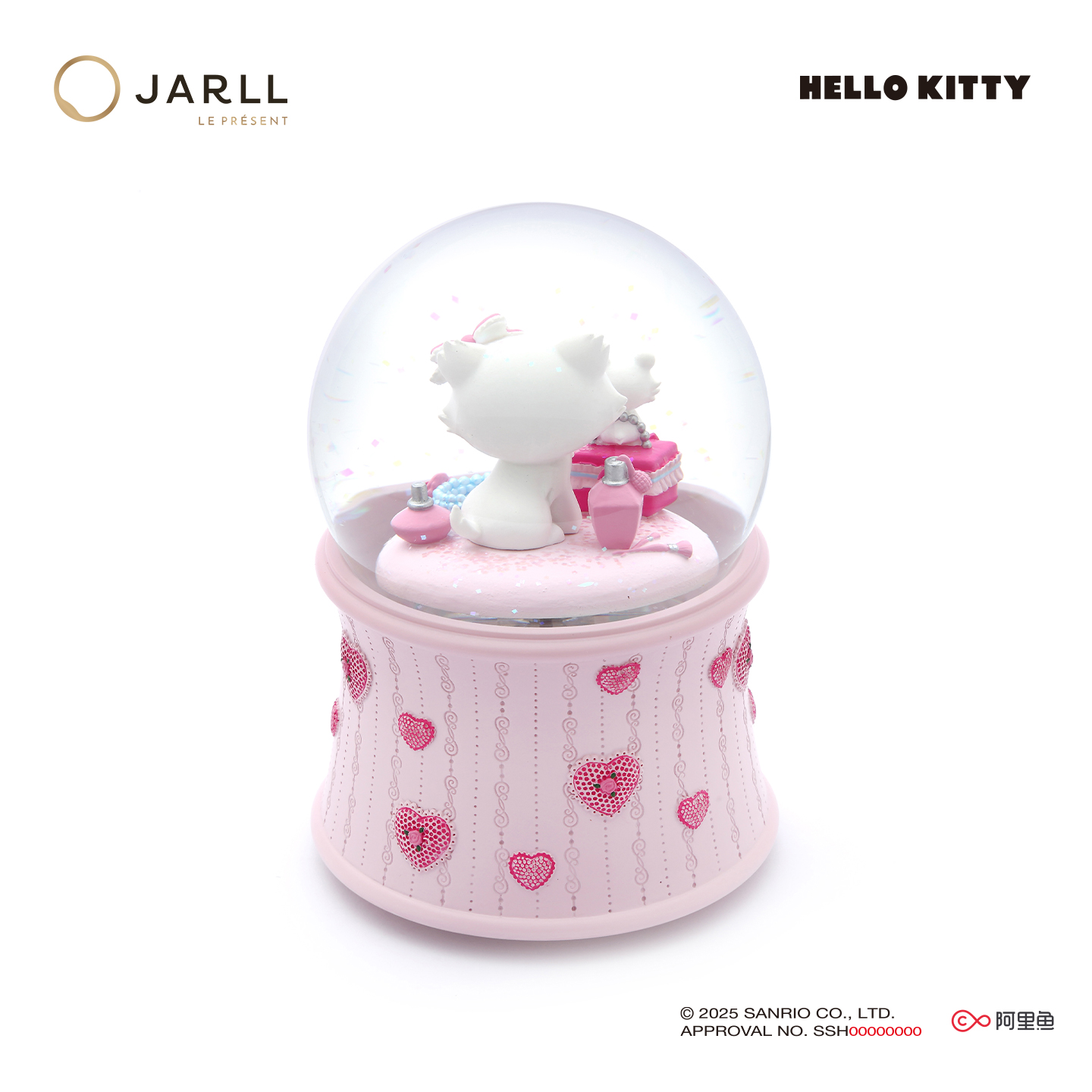 JARLL赞尔HelloKitty水晶球音乐盒八音盒女孩生日圣诞礼物送女友 - 图1