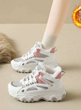跨境大码冬加绒老爹运动女2025新款ins潮鞋学生高帮棉鞋保暖Q7815
