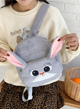 外贸新款疯狂动物尼克朱迪毛绒包卡通可爱双肩书包儿童零钱收纳包