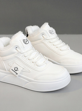 SH909新款冬季加绒学生厚底学院高帮保暖棉鞋拼接女鞋板鞋女