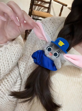 疯狂动物城毛绒发饰尼克狐尼克朱迪发圈发夹新款超萌可爱侧边夹