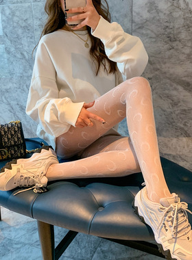 性感黑丝袜黑色丝袜字母欧美大码诱惑ins蝴蝶结镂空渔网袜打底袜