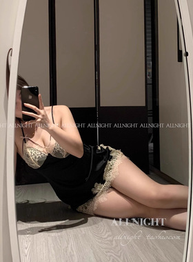 心动Double纯欲风性感蕾丝睡衣含胸垫缎面吊带透视睡衣高级感睡裙