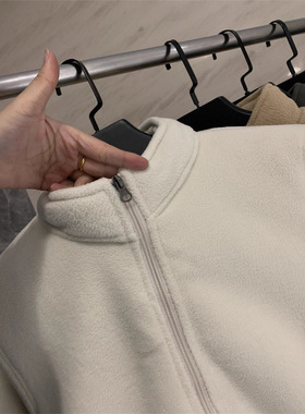 岛国单~无法拒绝的温暖 情侣款双层复古摇粒绒羊羔绒立领夹克外套