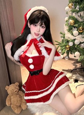 圣诞服雪国圣女纯欲风连衣裙秋冬氛围感圣诞节洛丽塔风格网红主播