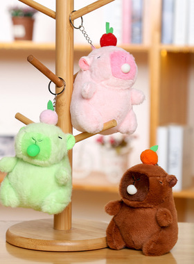 【晃动会叫】卡皮巴拉吐泡泡水豚公仔毛绒玩具玩偶吱吱叫挂件批货