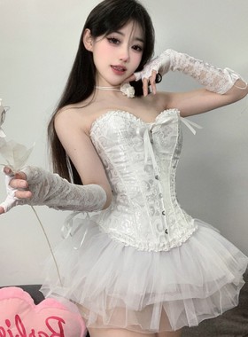 半糖引力芭蕾天鹅纯欲束腰马甲胸衣性感修身蕾丝胸衣搭蓬蓬裙6062